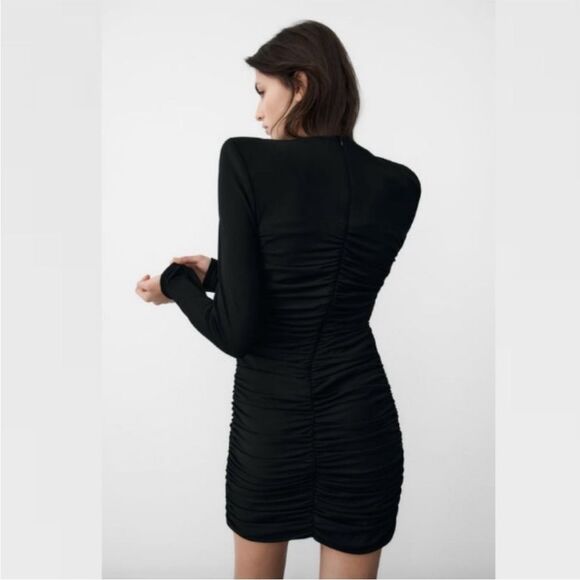 BLOGGERS FAVE! Zara Black Draped Mini Dress Sz S EUC - Picture 8 of 12